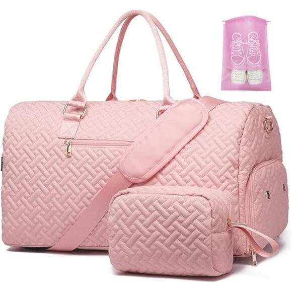 Duffle Bag for Travel, Weekender Bag with Shoe Compartment, Carry On Overnight - Picture 7 of 7